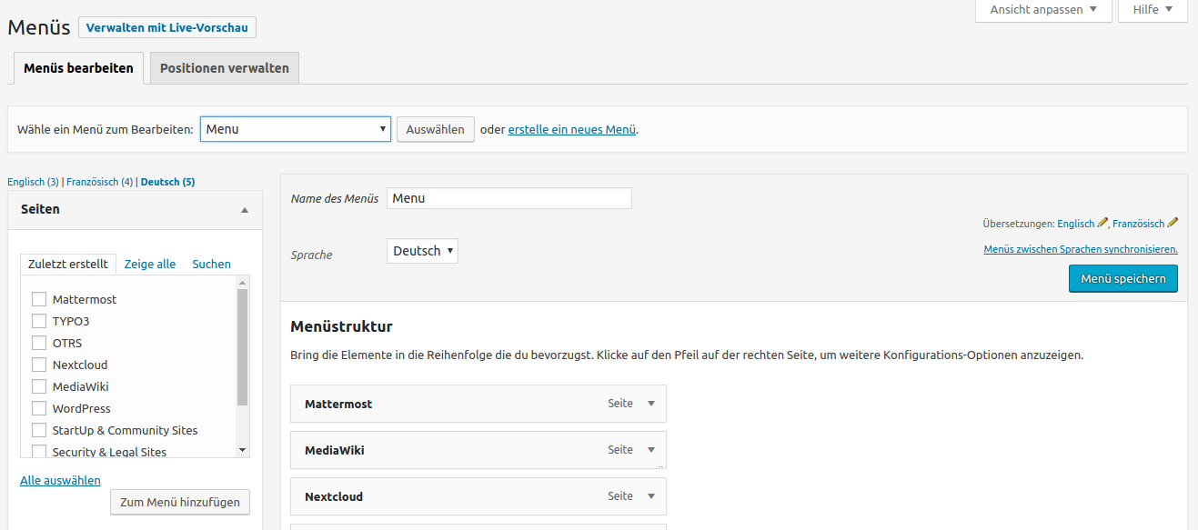 WPML – Menüs übersetzen Menüs mit WPML übersetzen