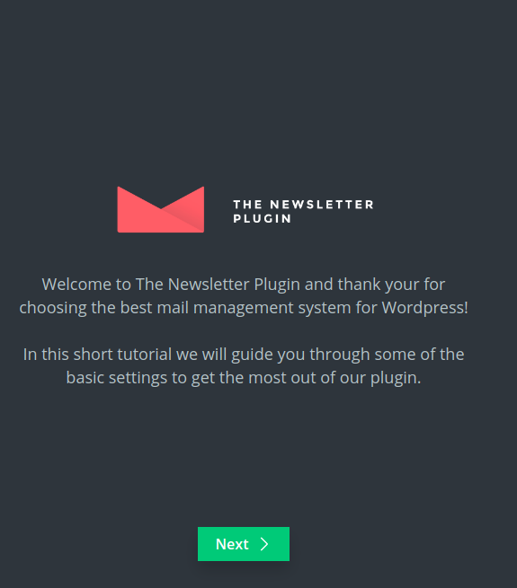 Newsletter Plugin – Wizard Step 1 Newsletter Plugin - Wizard Step 1