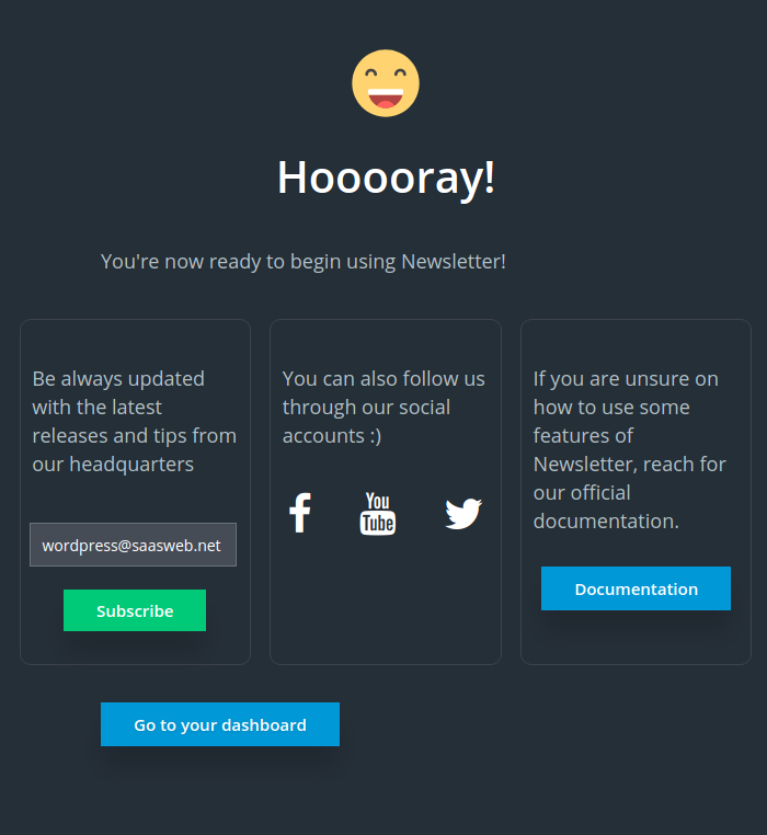 Newsletter Plugin – Wizard Finish Newsletter Plugin - Wizard Finish