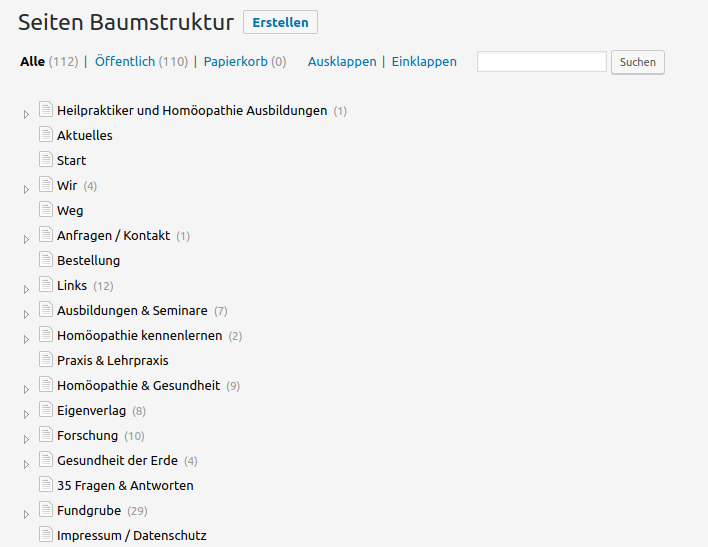 Seitenansicht mit CMS Tree Page View (arscurandi.de)