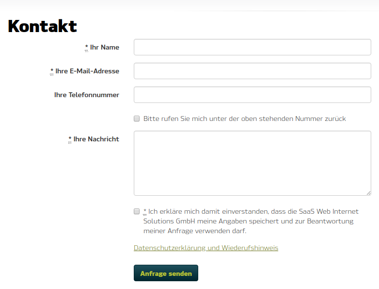 Beispiel eines DSGVO kompatiblem Formulars Beispiel eines DSGVO kompatiblem Formulars